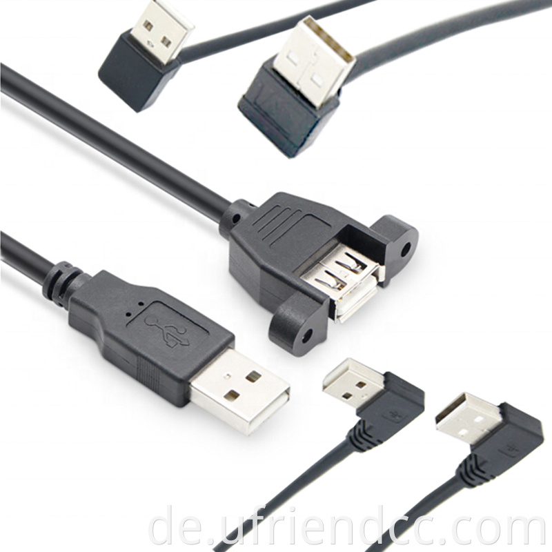 Benutzerdefiniert nach oben rechts links winkel männlich bis weiblicher USB 2.0 Typ -A Spülpanel -Hochmontierkabel für Computer